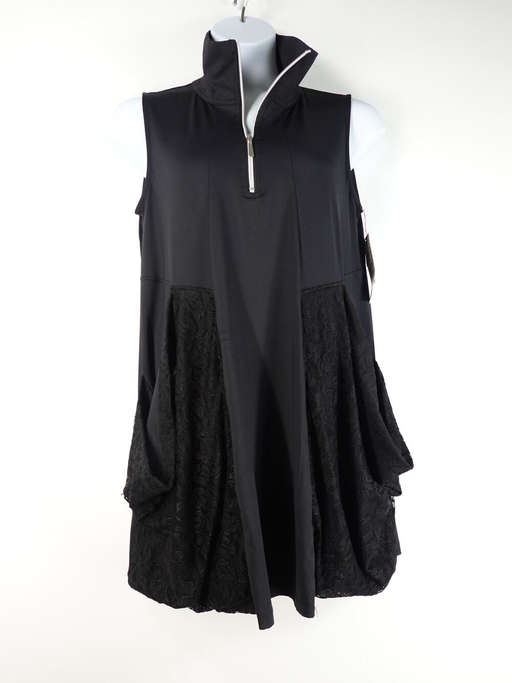 Lulu B Women's Dress XL Black UPF 50 Sleeveless Lace Pockets Golf Casual NEW
